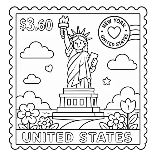 World of Stamps — Landmarks — sample coloring page