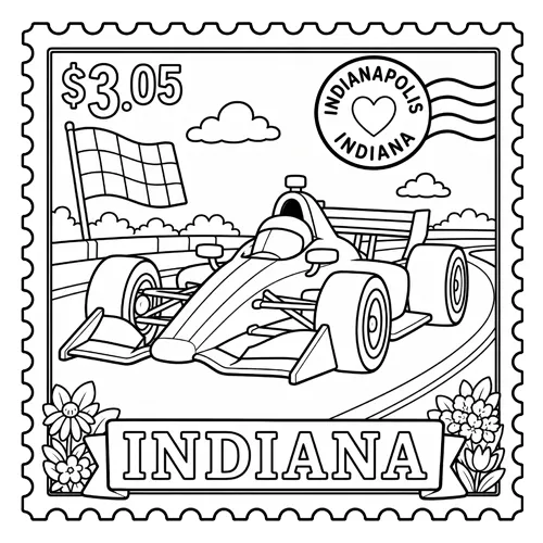 World of Stamps — USA States — sample coloring page